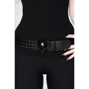 Bad bones black studded belt skull belt buckle M-L